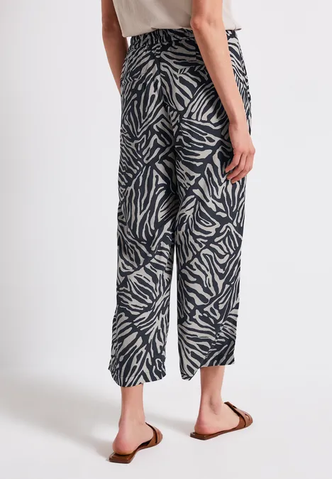Gemusterte Wide Leg Hose deep blue