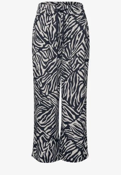 Gemusterte Wide Leg Hose deep blue