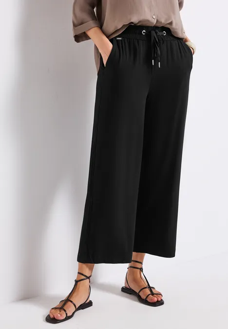 Wide Leg Hose mit Jogg Bund Black