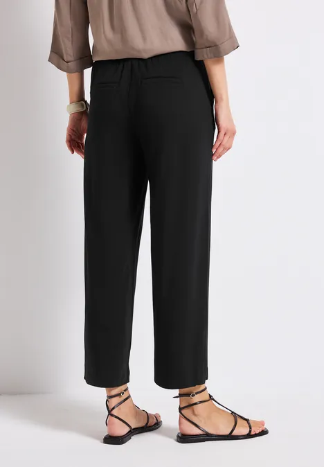 Wide Leg Hose mit Jogg Bund Black