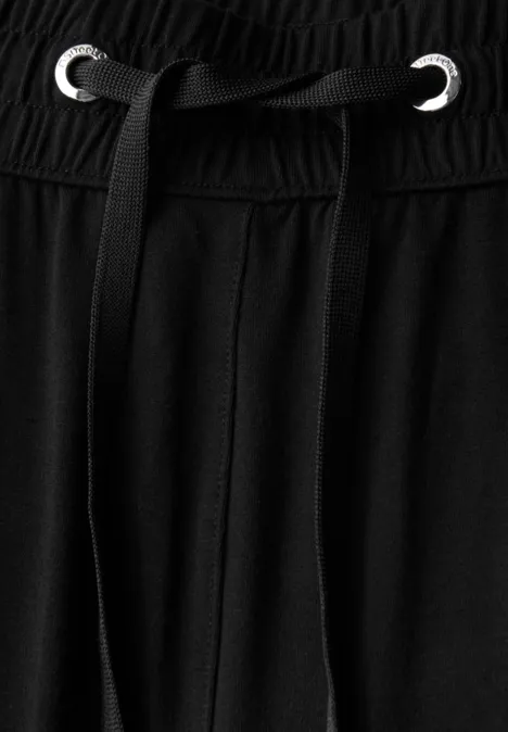Wide Leg Hose mit Jogg Bund Black