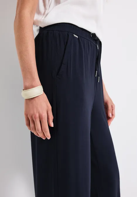 Wide Leg Hose mit Jogg Bund deep blue
