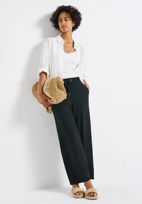 Wide Leg Hose mit Jogg Bund pine grove green