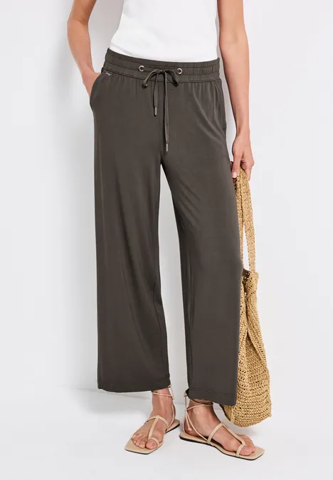 Wide Leg Hose mit Jogg Bund nomad brown
