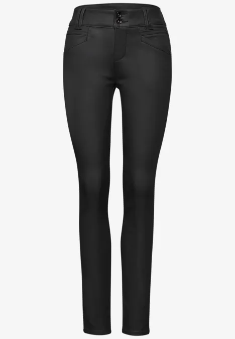 Slim Fit gecoate broek Black