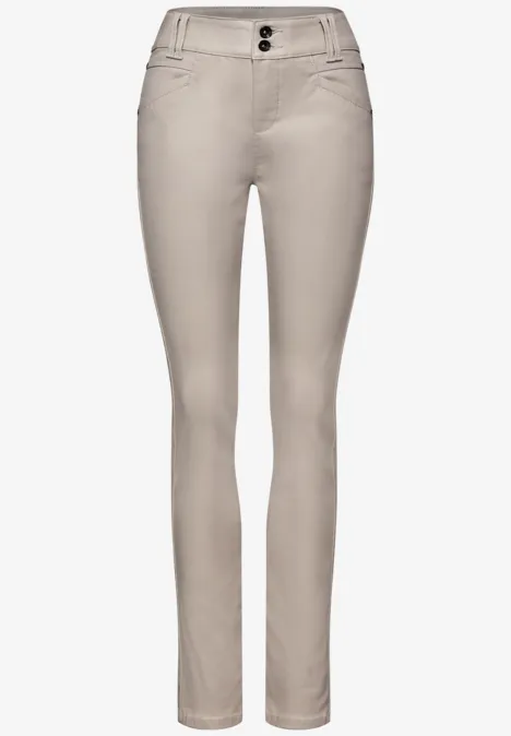 Slim Fit gecoate broek dark moonstone sand
