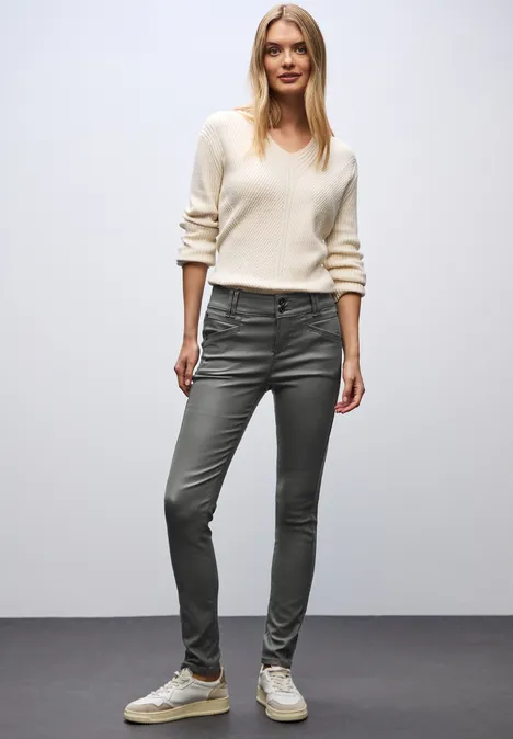 Slim Fit Coated Hose balsam green