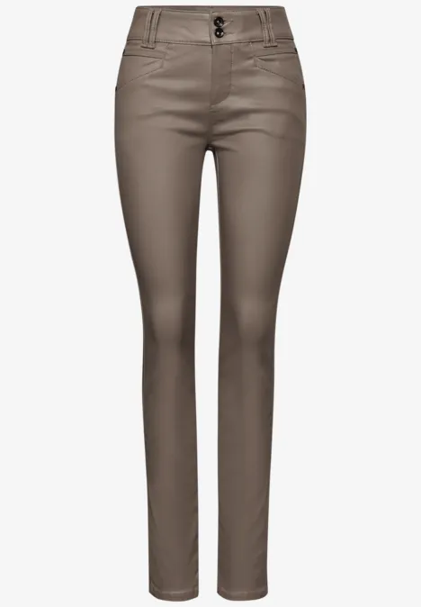 Slim Fit Coated Hose silk brown