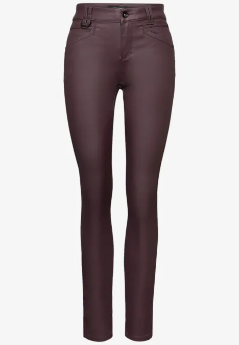 Slim Fit pantalon enduit velvet berry
