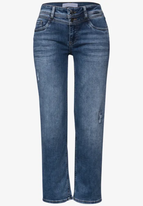 Jeans met verwoeste look mid blue authentic washed