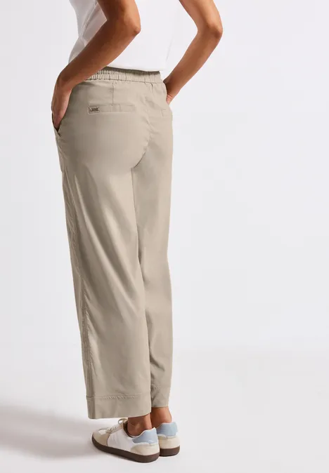 Casual Fit Hose mit Turn-Up morning beige