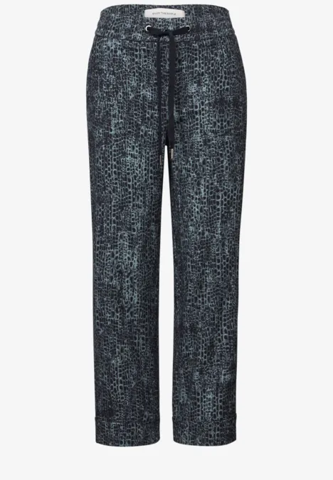 Casual broek met omslag deepwater blue