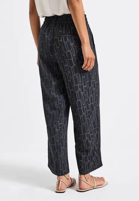 Gemusterte 7/8 Wide Leg Hose deepwater blue