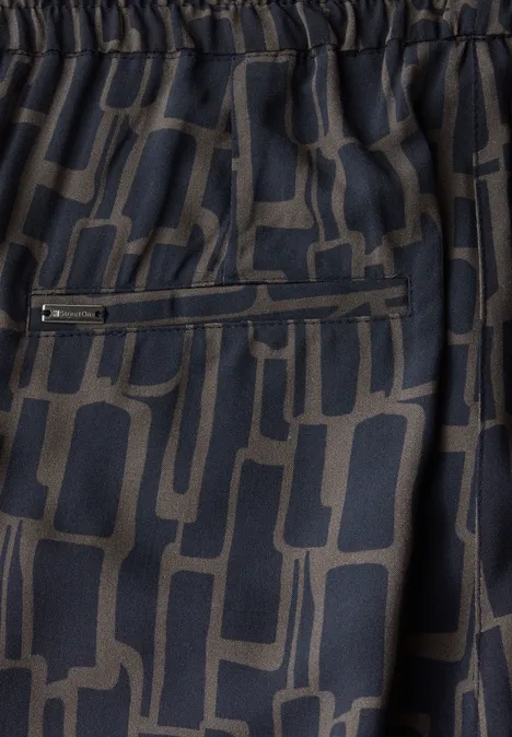 Gemusterte 7/8 Wide Leg Hose deepwater blue
