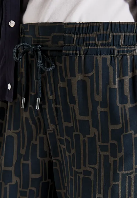 Puzzle Print Loose Fit Hose deepwater blue