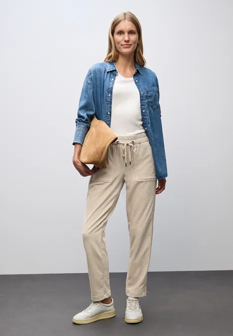 Loose Fit Cordhose malted beige