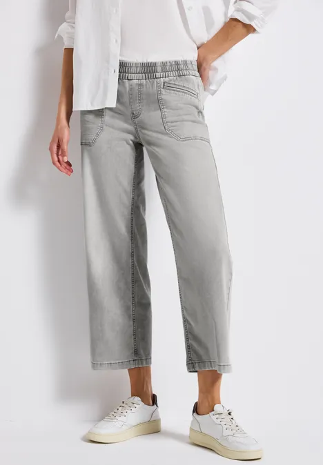 Jeans Culotte Light Grey Random Washed