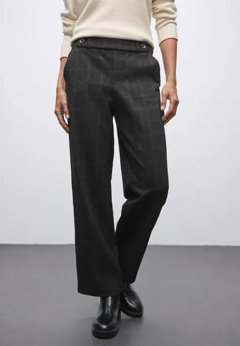 Karierte Straight Leg Hose anthracite melange Karierte Straight Leg Hose anthracite melange