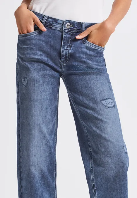 Straight Legs destroyed jeans authentic mid blue