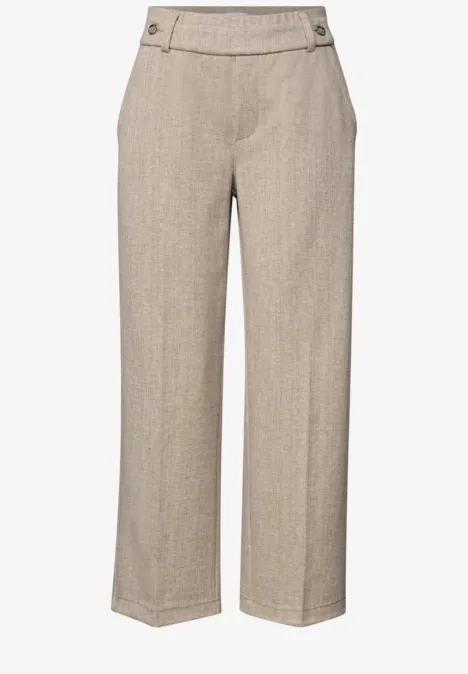Gemêleerde broek met rechte leg malted beige