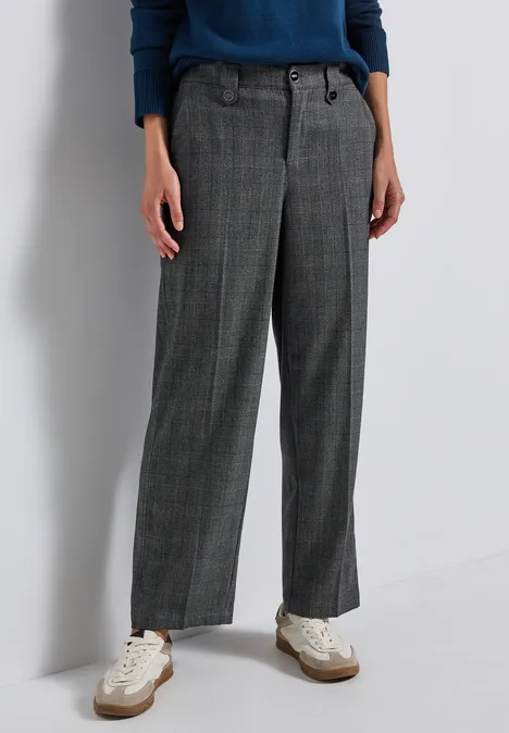 Karierte Straight Leg Hose Black