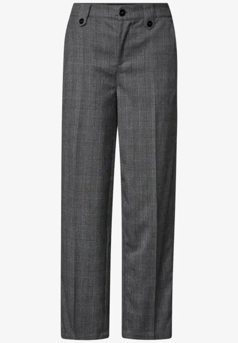 Geruite straight legs broek Black