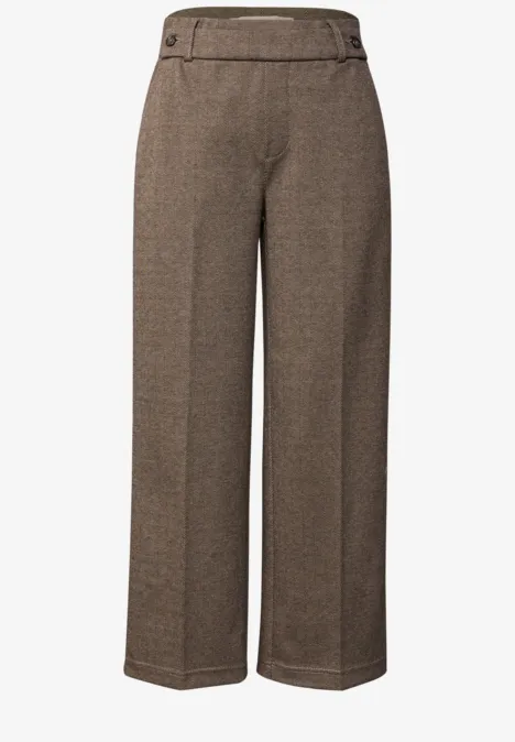 Broek met gedessineerde straight legs bark brown