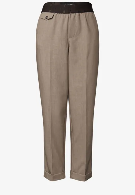 Chino met tailleband bark brown
