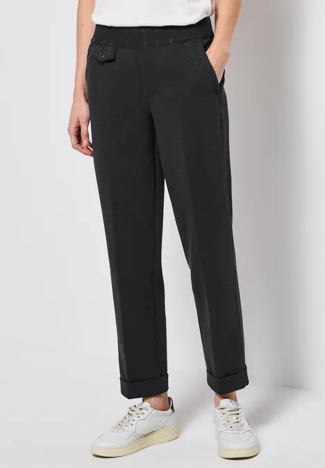 Karierte Chino mit Tapebund Black