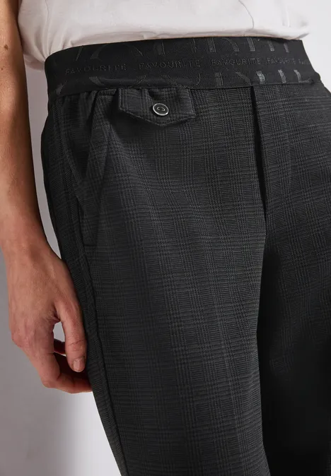 Karierte Chino mit Tapebund Black