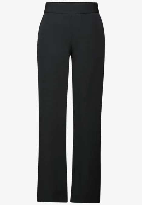 Twill broek met rechte pijpen Black