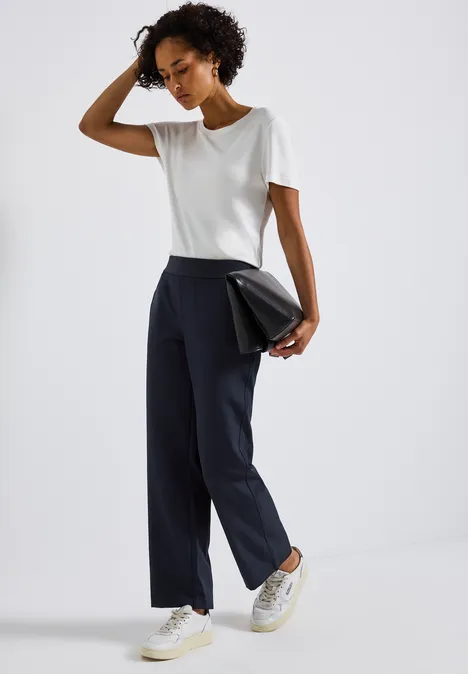 Twill broek met rechte pijpen deep blue
