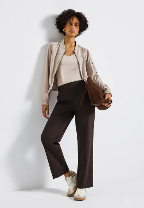 Twill broek met rechte pijpen deep roast brown