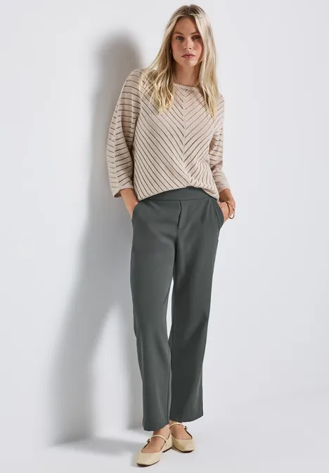 Twill broek met rechte pijpen balsam green