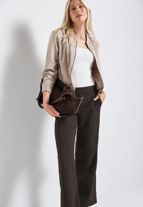 Wide Leg Twill Hose deep roast brown