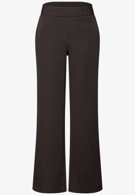 Broek met wijde pijpen in keperstof deep roast brown