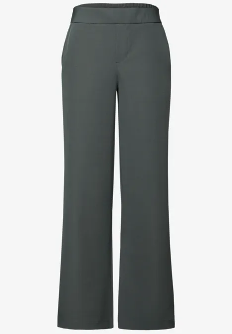 Broek met wijde pijpen in keperstof balsam green