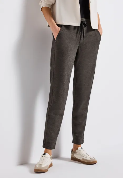 Loose Fit gemêleerde broek deep roast brown