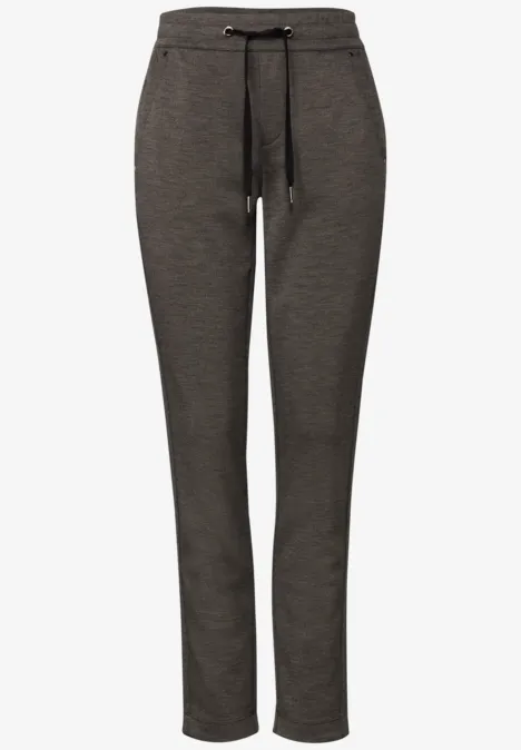 Loose Fit gemêleerde broek deep roast brown