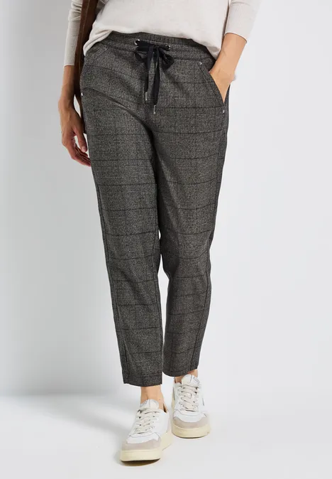 Spodnie Loose Fit w kratę bark brown