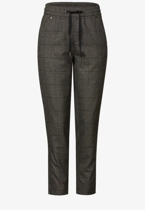 Geruite loose fit broek bark brown