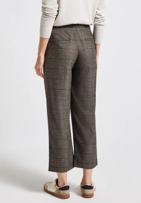Karierte Straight Leg Hose bark brown