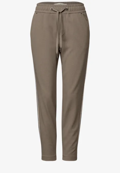 Loose Fit broek met tape bark brown