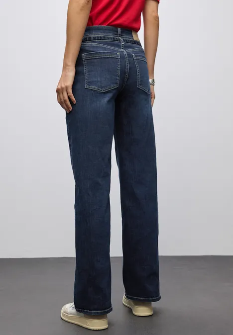 Wide Leg Jeans mit Gürtel Dark blue washed