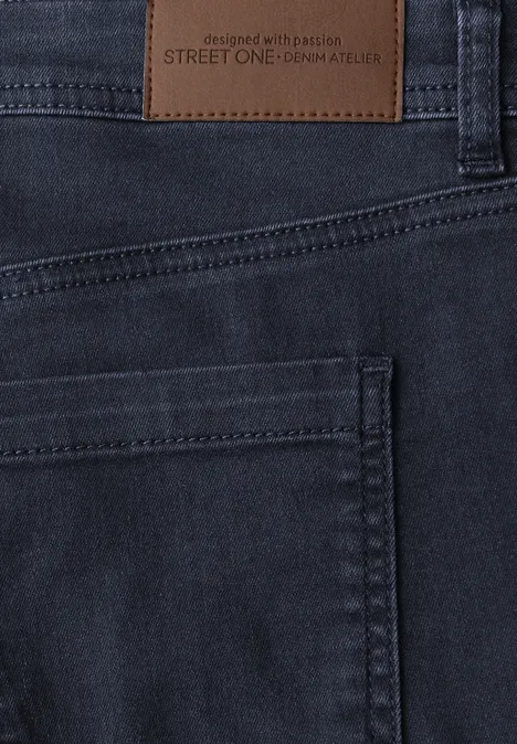 Straight Leg Jeans Blue Black Washed