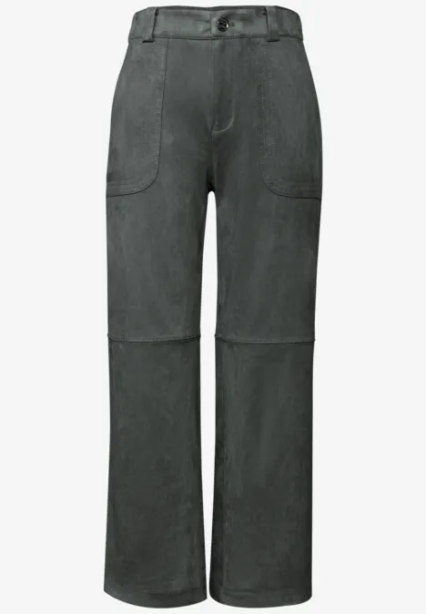 Fluwelen broek met rechte pijpen balsam green