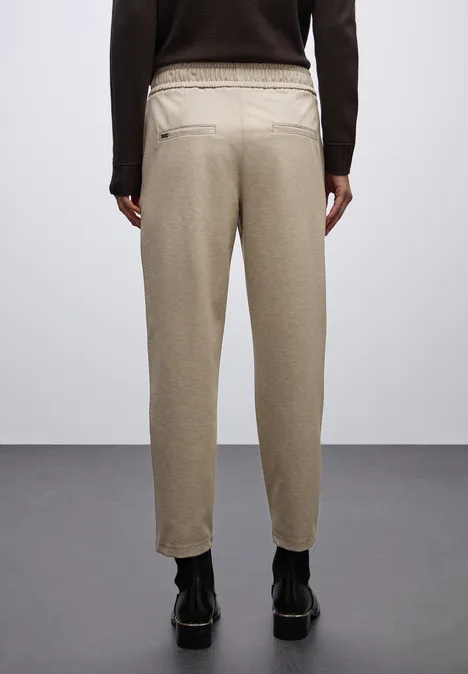 Gemêleerde broek met detail sanded beige mel.
