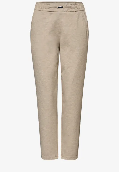 Gemêleerde broek met detail sanded beige mel.