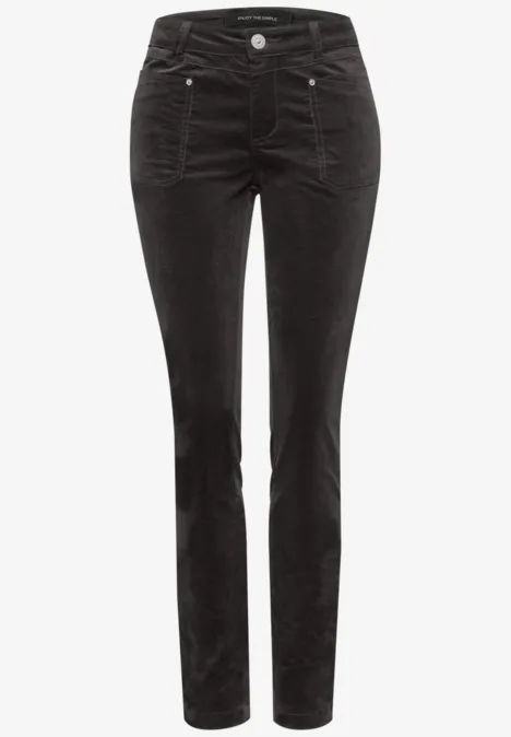 Pantalon en velours côtelé, coupe décontractée darkest brown