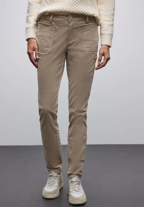 Pantalon en velours côtelé, coupe décontractée flowing beige